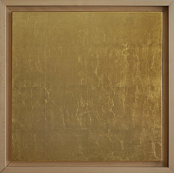 Blattgold, Gold, Kunst und Gold, goldenes Bild, goldenes Quadrat, Berliner Künstler, Kunst, monochrom